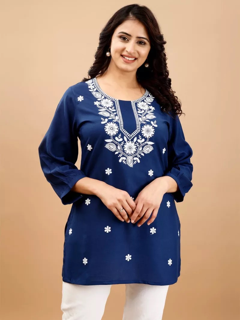 9Star Riddhi Embroidery Short Kurti Collection