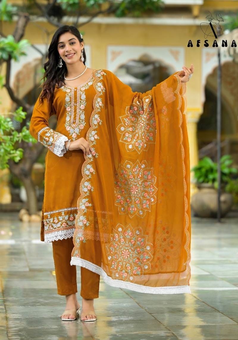 Afsana Sunflower Organza Readymade Dress Collection