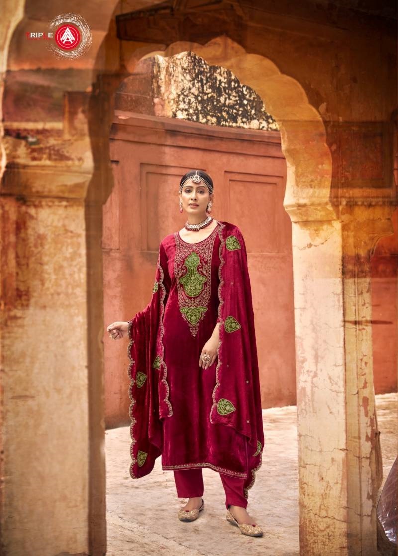 Triple Aaa Taj Arabia Designer Dress Material Collection