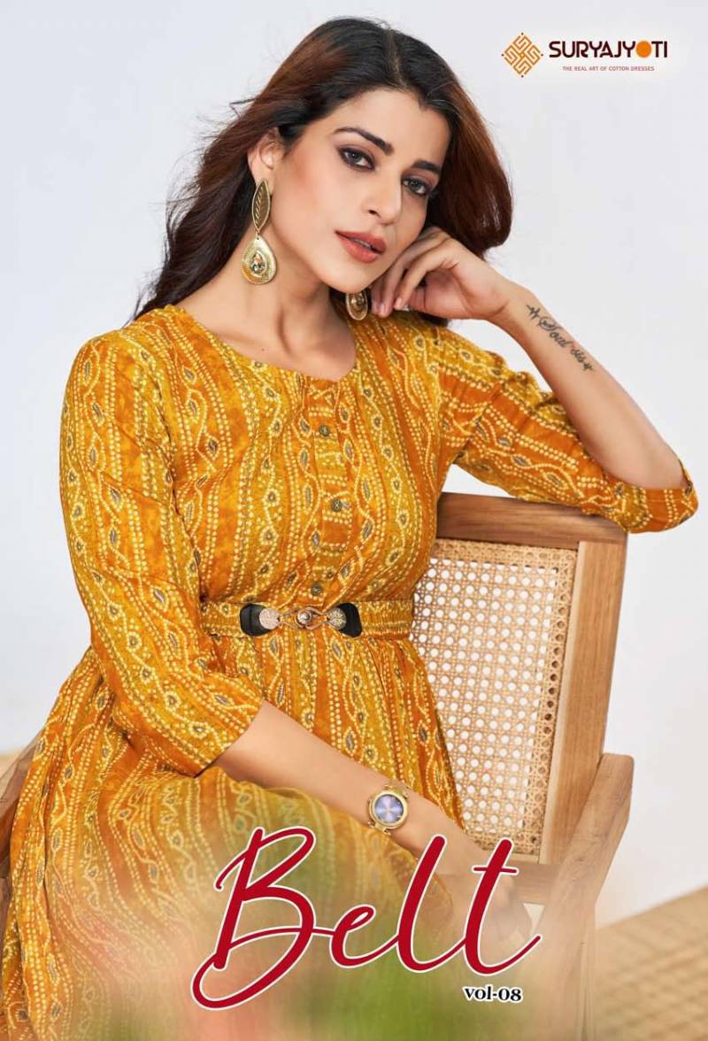 Suryajyoti Belt Vol 8 Printed Kurti Collection