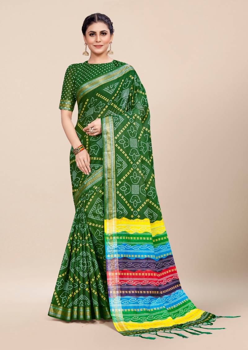 Df Bandhani Pure Cotton Printed Saree Collection