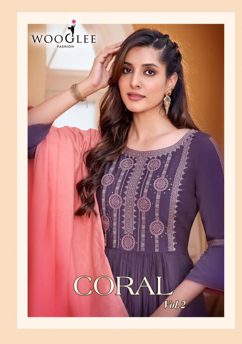 Wooglee Coral Vol 2 Cotton Long Kurti Bottom With Dupatta