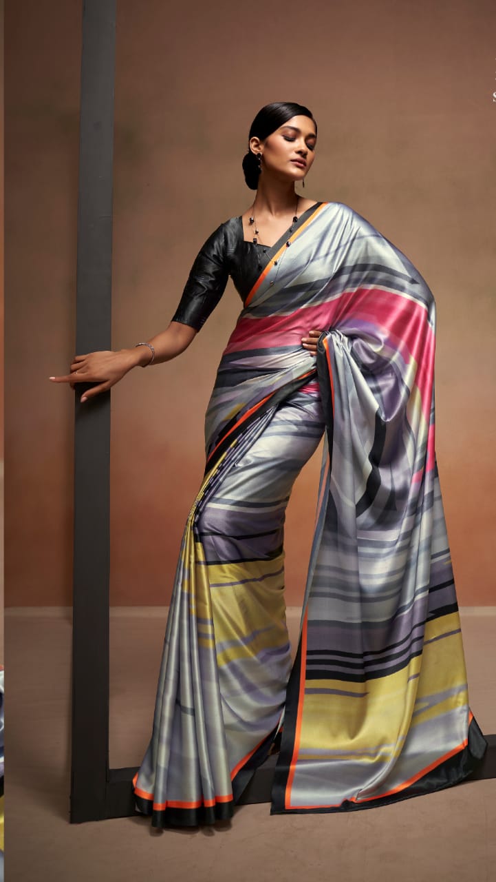 Rajyog Bollywood Sattin Printed Saree Collection