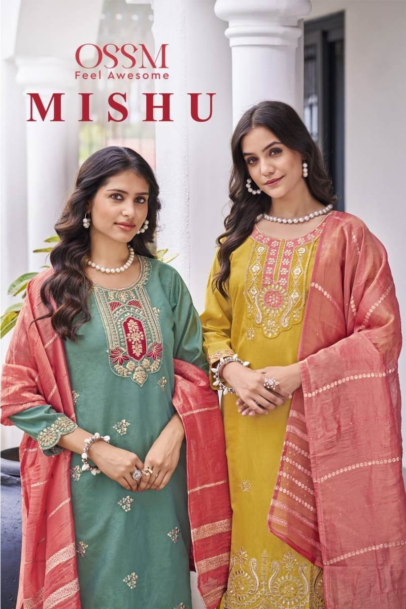 Ossm Mishu Designer Kurti Bottom With Dupatta Collection