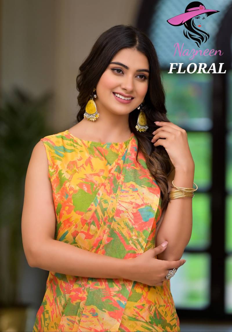 Nazneen Floral Fancy Ready To Wear Gown With Saree