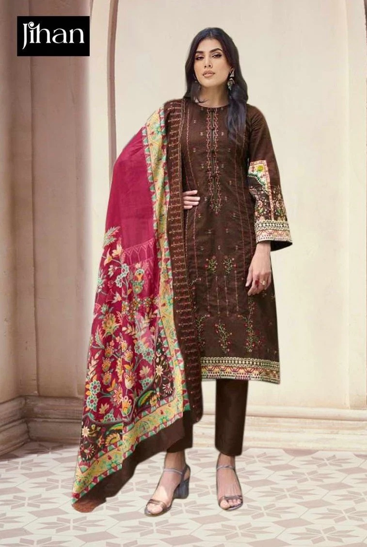 Jihan 3428 Pakistani Salwar Suit Cotton Dupatta