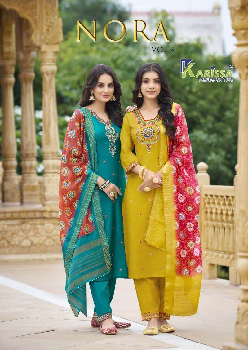 Karissa Nora Vol 3 Designer Kurti Bottom With Dupatta Collection