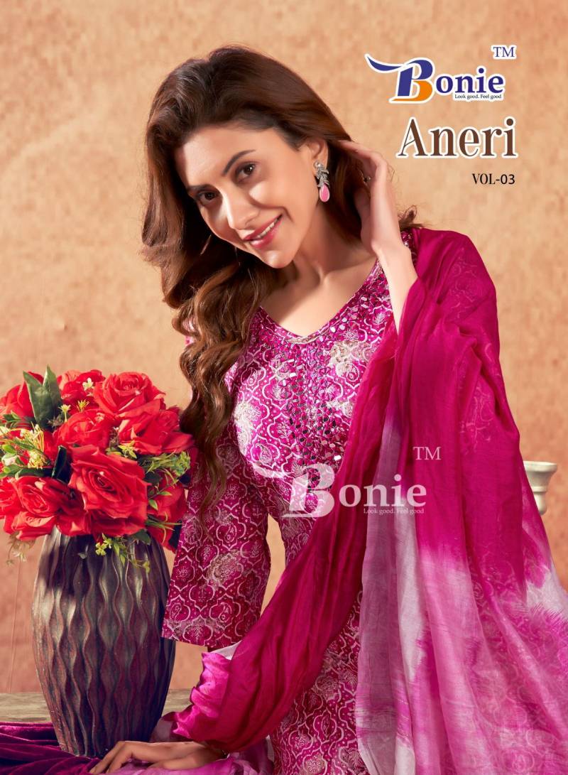 Bonie Aneri Vol 3 Designer Kurti Pant With Dupatta