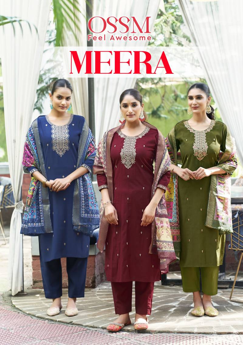 Ossm Meera Festive Wear Kurti Pant With Dupatta Collection