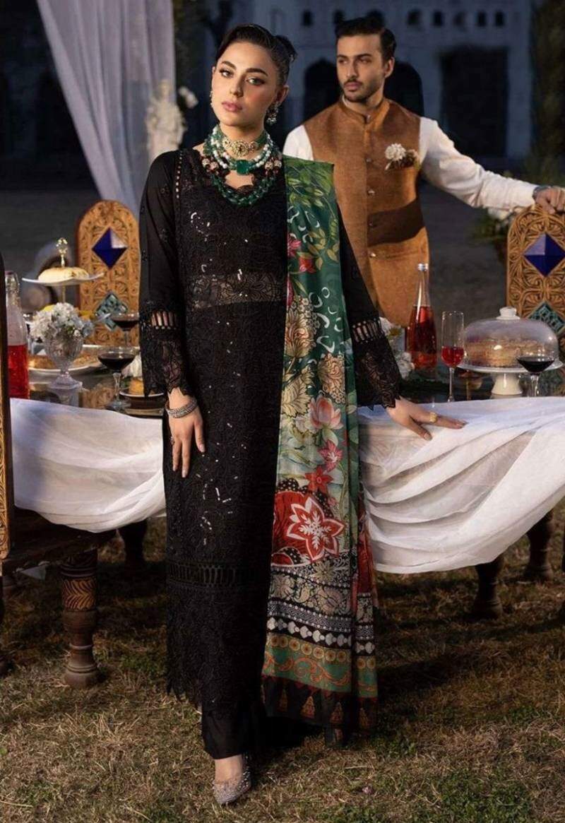 Hazzel 0118 Black Pakistani Salwar Suits Collection