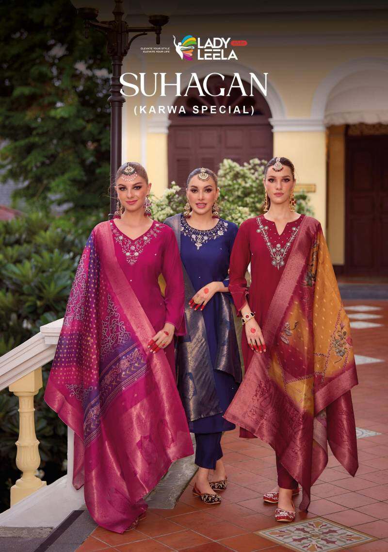 Lady Leela Suhagan Designer Kurti Pant With Dupatta Collection