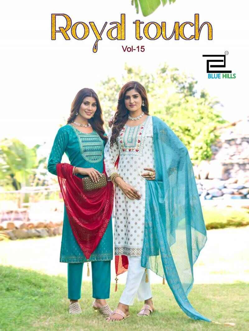 Blue Hills Royal Touch Vol 15 Embroidery Kurti Pant With Dupatta