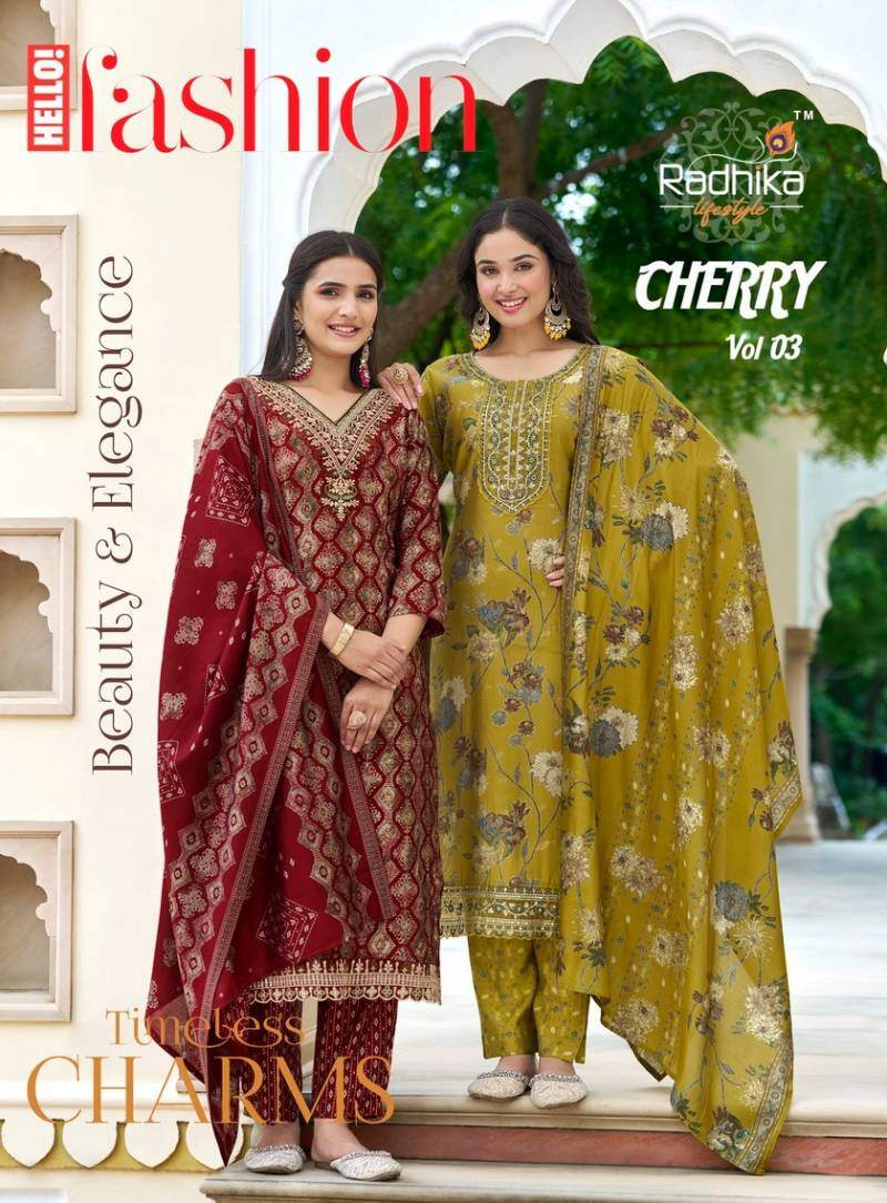 Radhika Cherry Vol 3 Printed Kurti Bottom With Dupatta