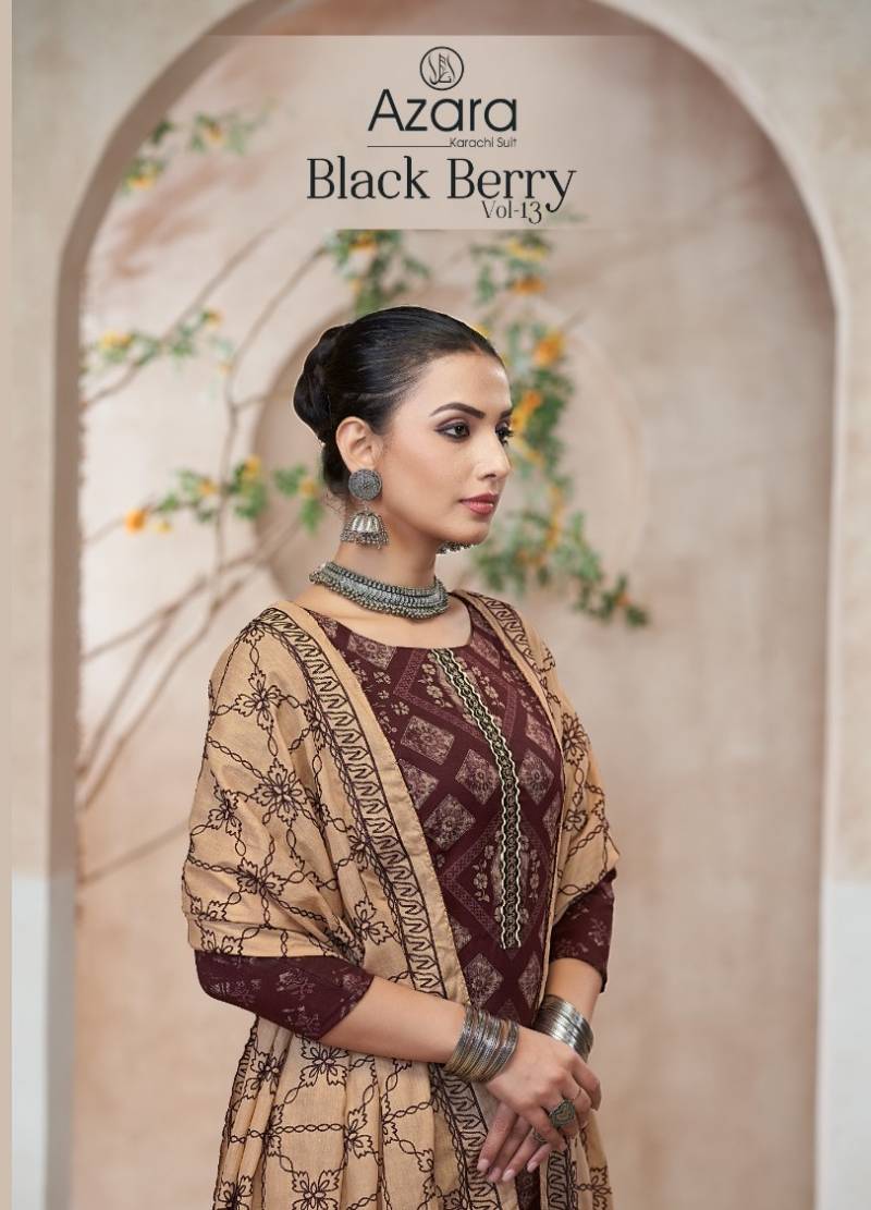 Radhika Azara Black Berry Vol 13 Cotton Dress Material Collection