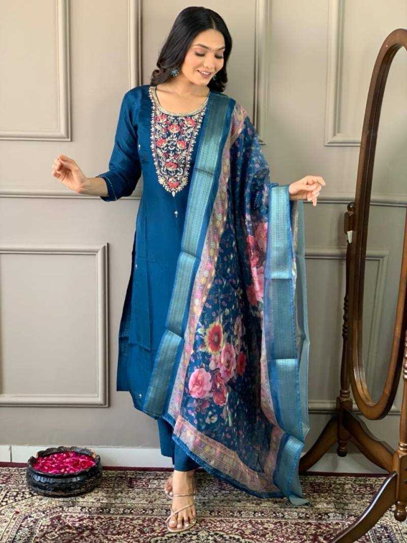 Kashmira 01 Fancy Blue Kurti Bottom With Dupatta