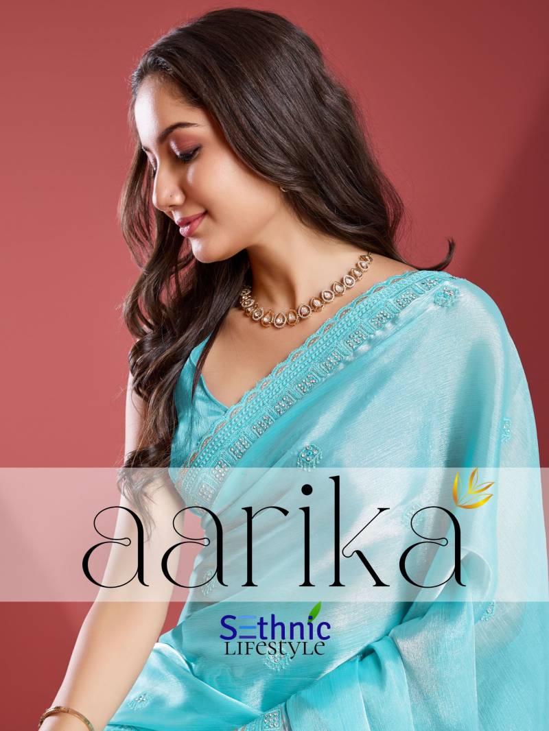 Sethnic Aarika Soft Tissue Burberry Party Wear Saree Collection