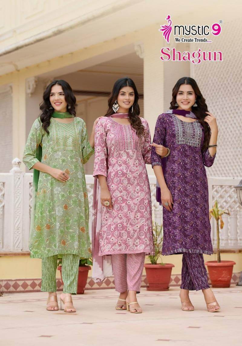 Mystic 9 Shagun Vol 8 Printed Kurti Bottom With Dupatta