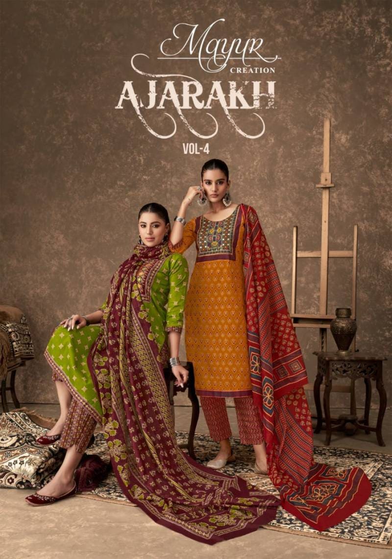 Mayur Ajarakh Vol 4 Printed Kurti Bottom With Dupatta