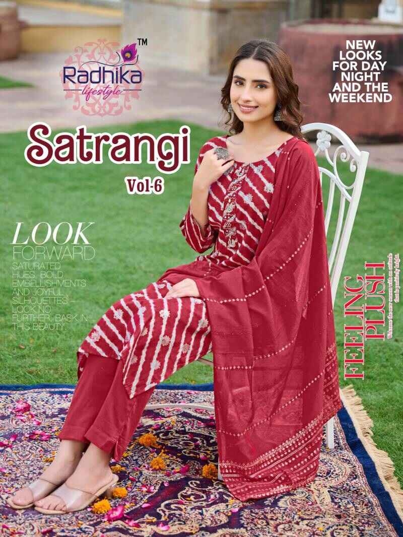 Radhika Satrangi Vol 6 Casual Wear Kurti Pant With Dupatta