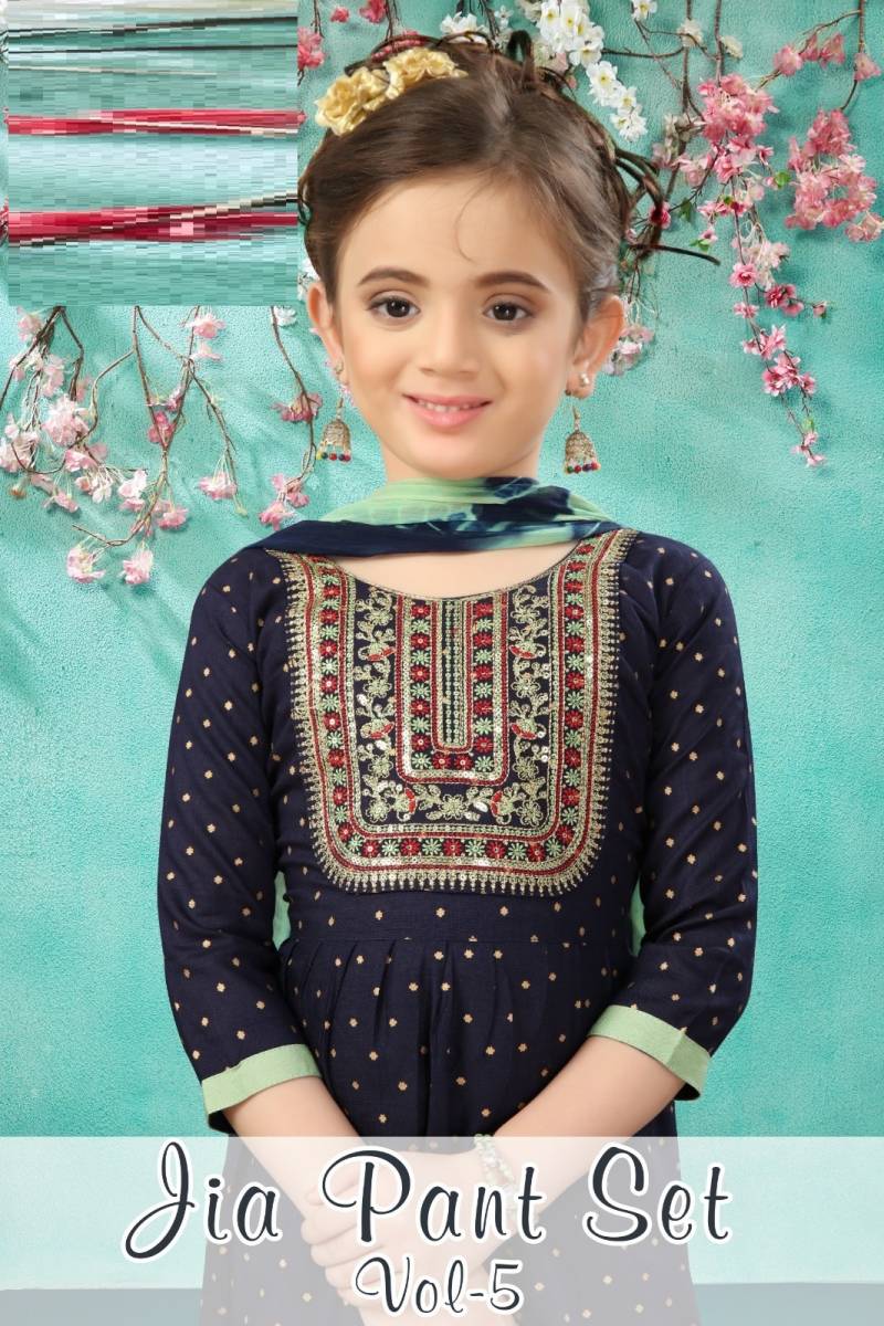 Jia Pant Set Vol 5 Printed Kids Wear Kurtis Collection