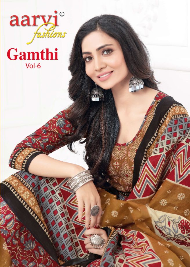 Aarvi Gamthi Vol 6 Cotton Kurti Bottom With Dupatta