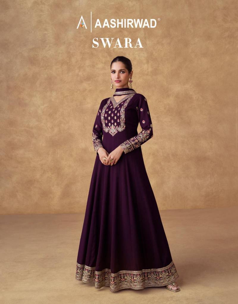 Aashirwad Swara Silk Designer Gown With Dupatta Collection