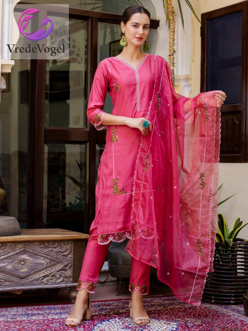 VredeVogel Anamika Silk Kurti Bottom With Dupatta Collection