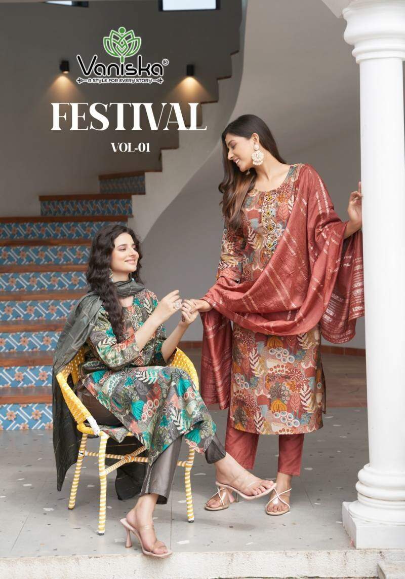 Vaniska Festival Vol 1 Printed Kurti Bottom With Dupatta Collection