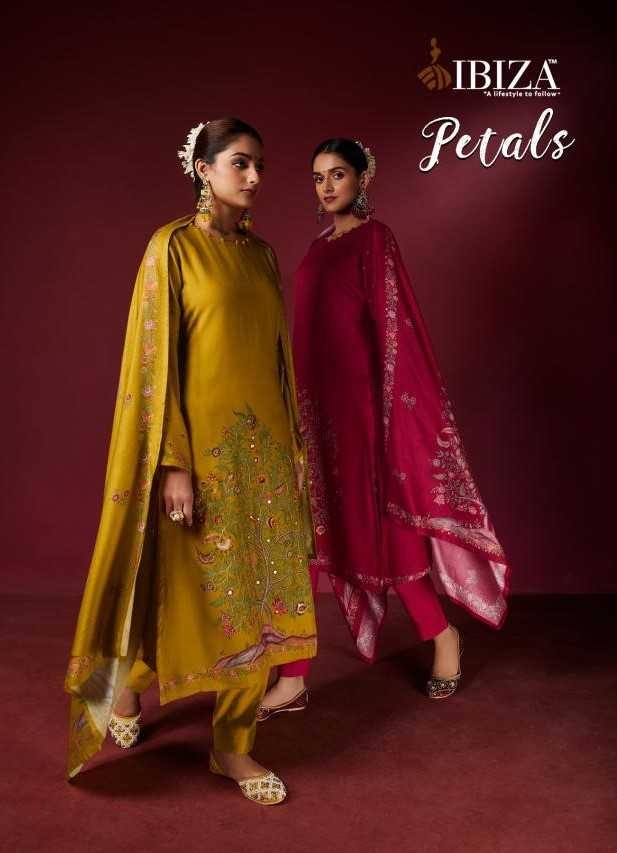 Ibiza Petals Printed Pashmina Salwar Kameez Collection