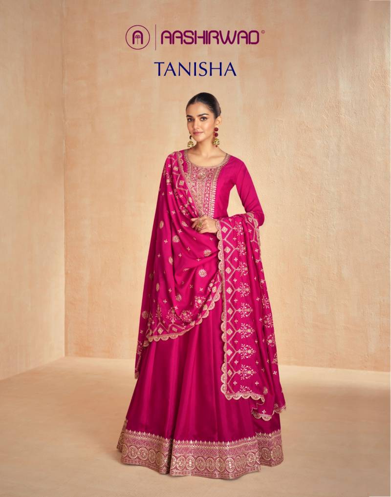 Aashirwad Tanisha Premium Silk Gown With Dupatta