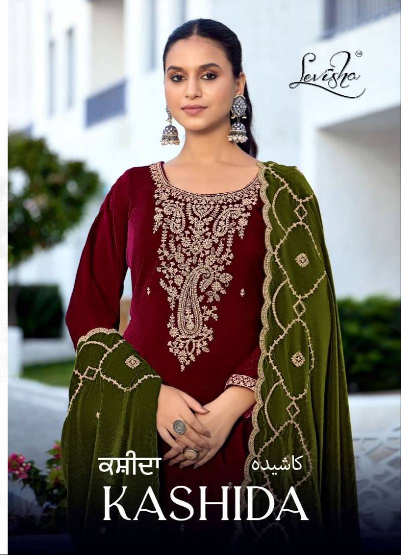 Levisha Kashida Velvet Designer Salwar Suits Collection