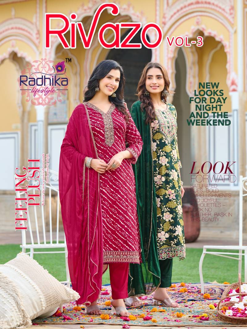 Radhika Rivazo Vol 3 Printed Kurti Pant With Dupatta Collection