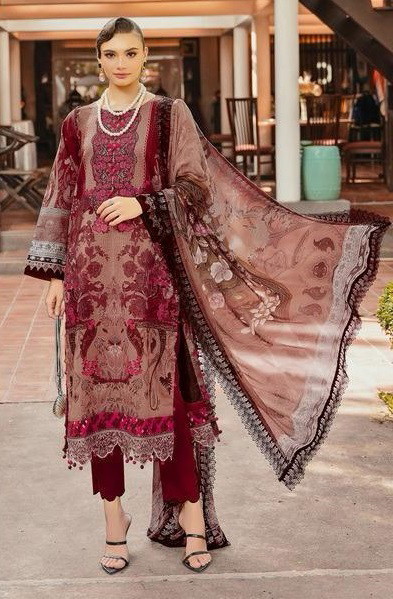 Alzohaib Az 1099 Pakistani Suits Chiffon Dupatta