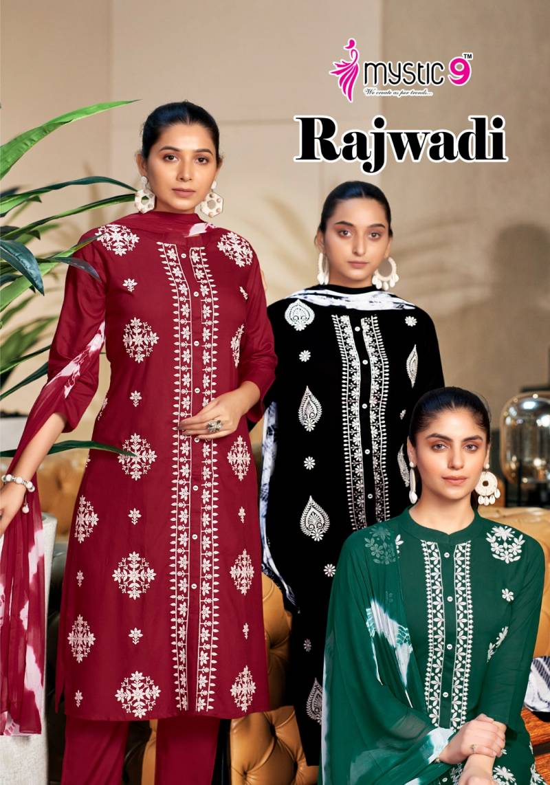 Mystic 9 Rajwadi Vol 1 Embroidery Kurti Bottom With Dupatta