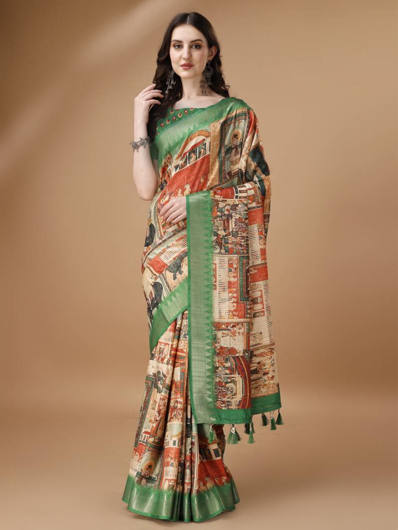 Mughal Tussar 01 Printed Fancy Saree Collection