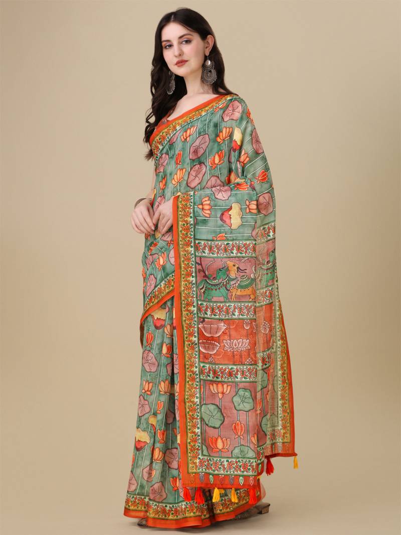 Lilen Kalamkari 01 Printed Linen Saree Collection