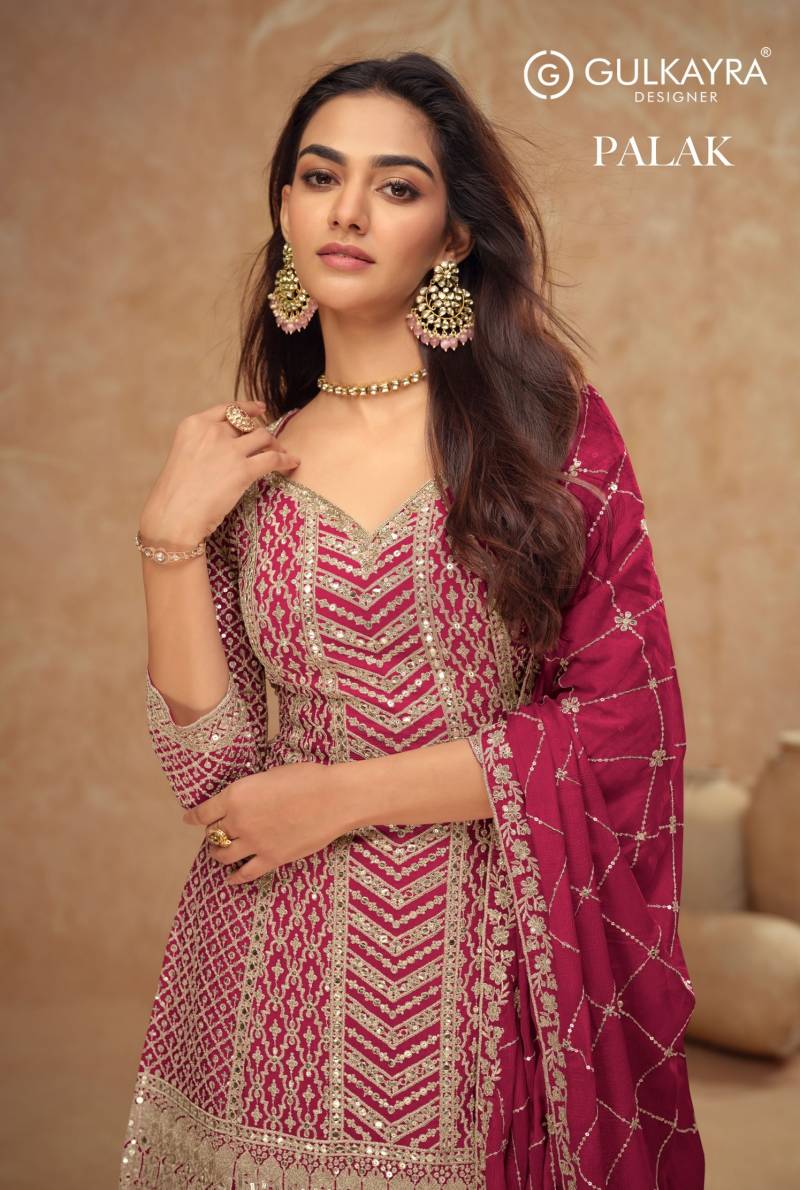 Gulkayra Palak Chinon Designer Suits Collection