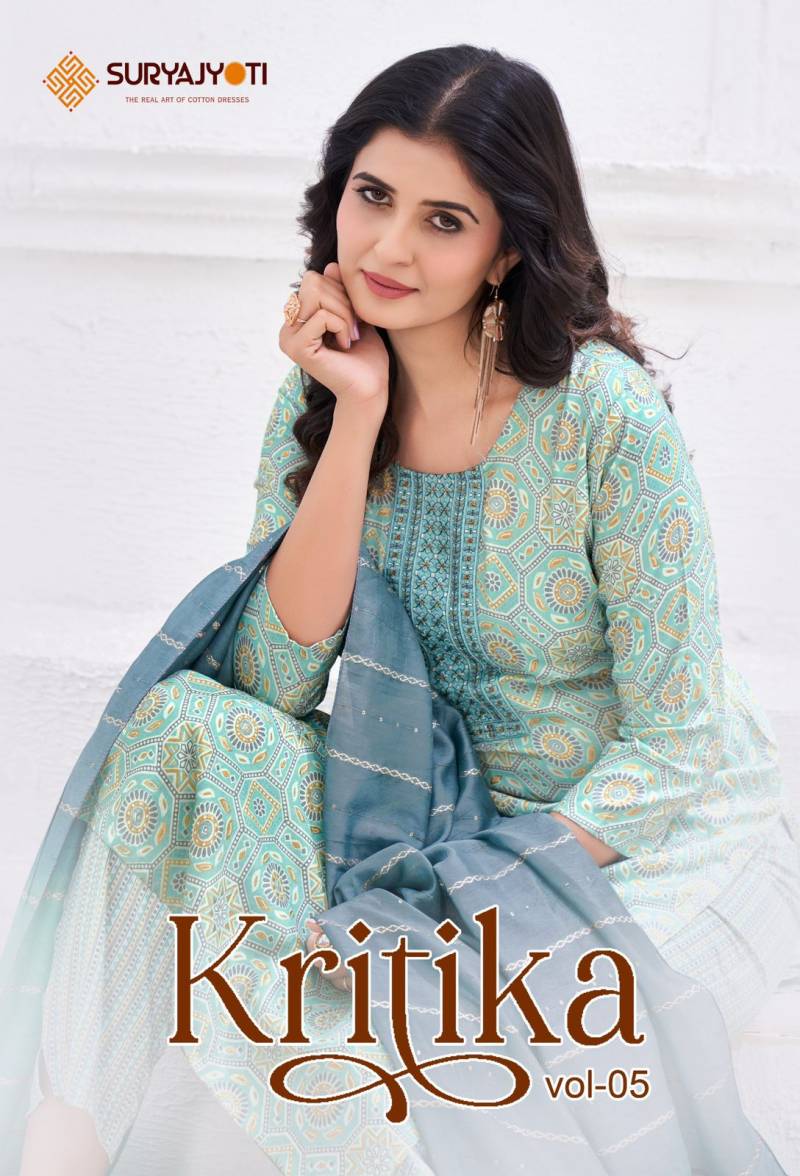 Suryajyoti Kritika Vol 5 Printed Kurti Bottom With Dupatta