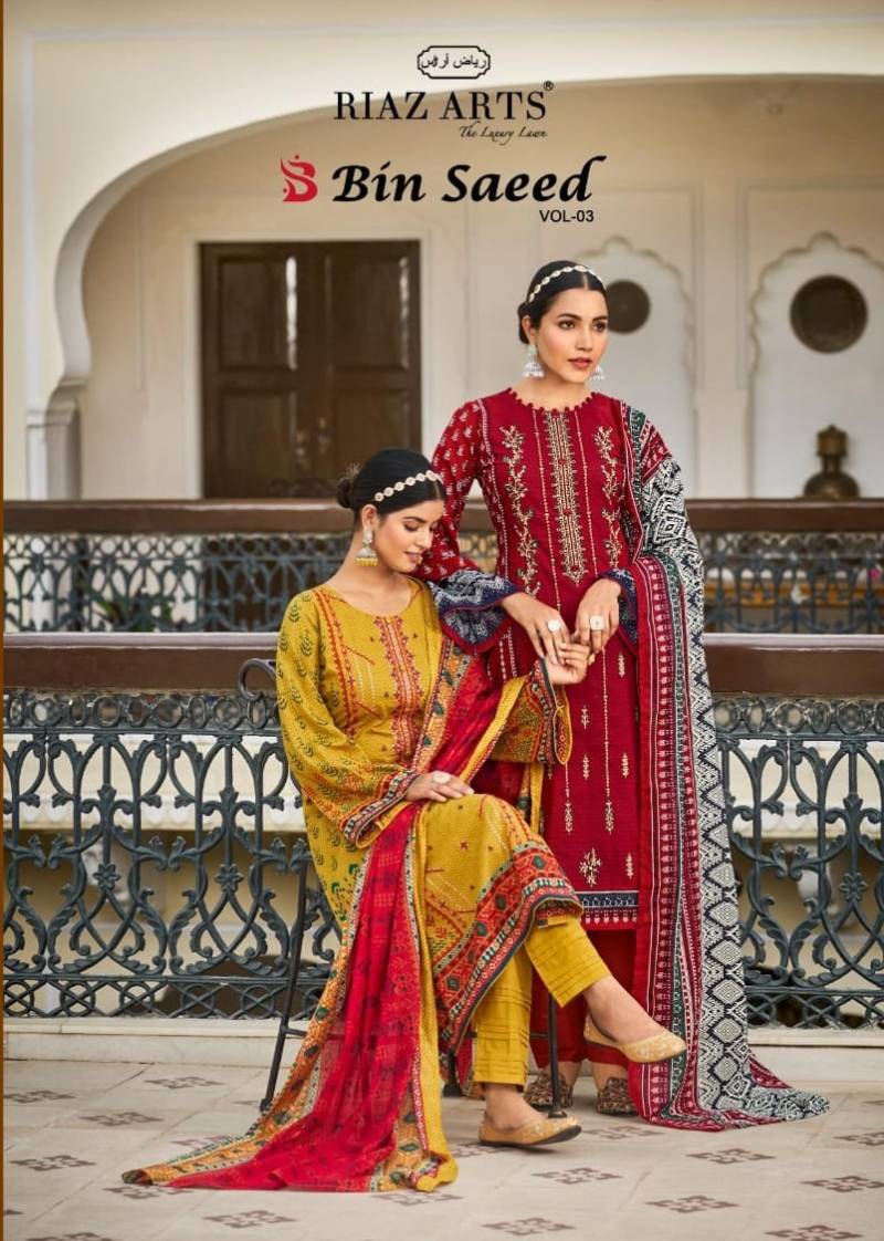 Riaz Arts Bin Saeed Vol 3 Cotton Printed Dress Material