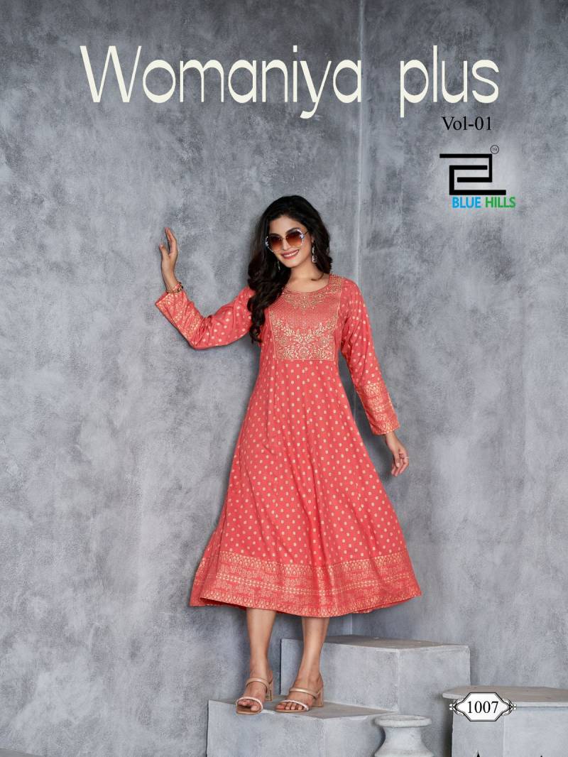 Blue Hills Womaniya Plus Vol 1 Designer Long Kurti Collection