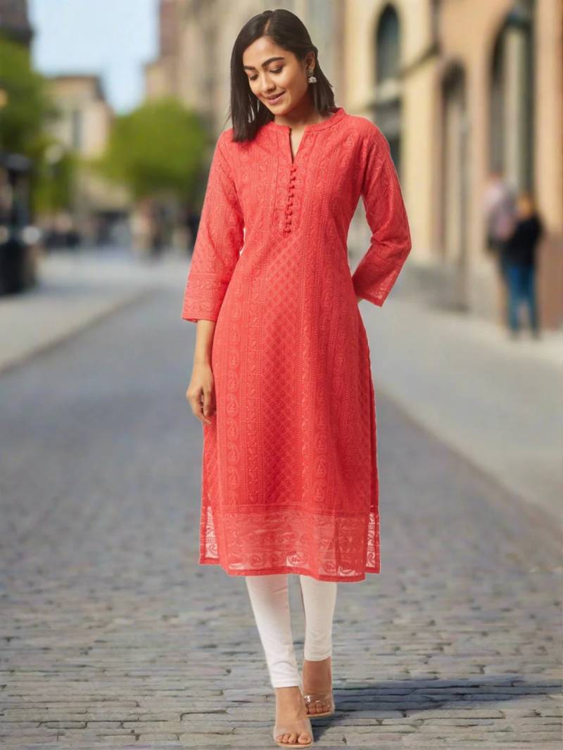 Hiba Schiffli Vol 2 Soft Schiffli Work Kurti With Bottom Collection