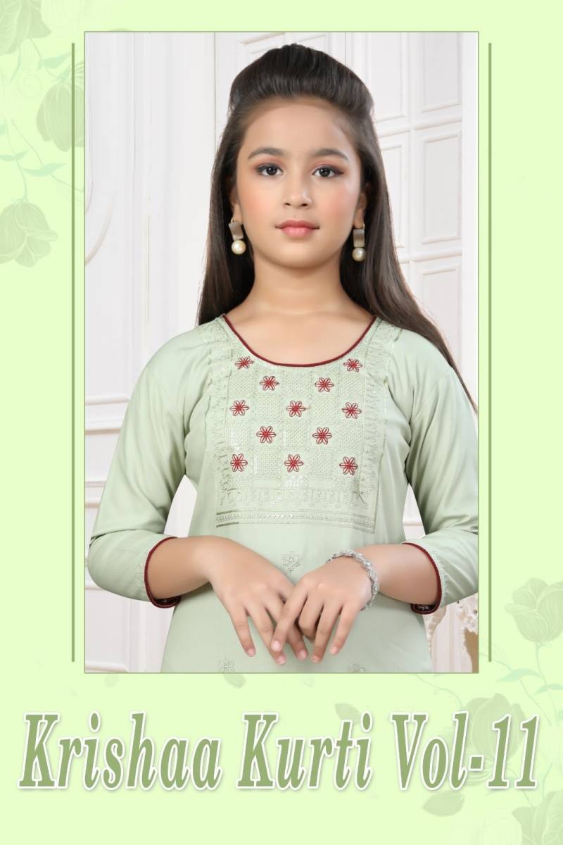 Krishaa Kurti Vol 11 Rayon Kids Kurti Collection