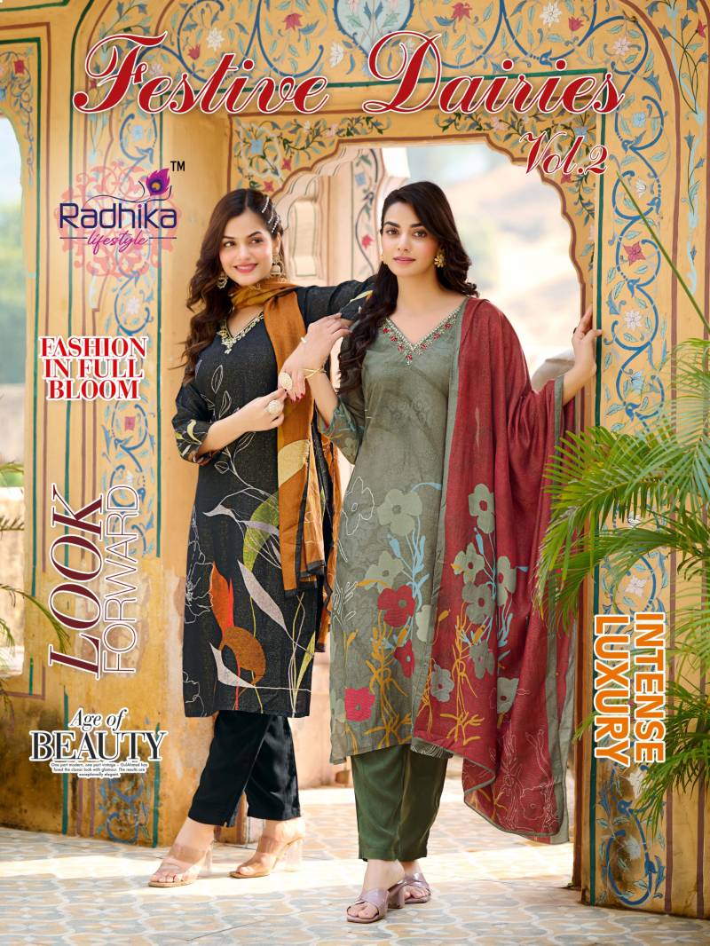 Radhika Festive Dairies Vol 2 Printed Kurti Pant With Dupatta