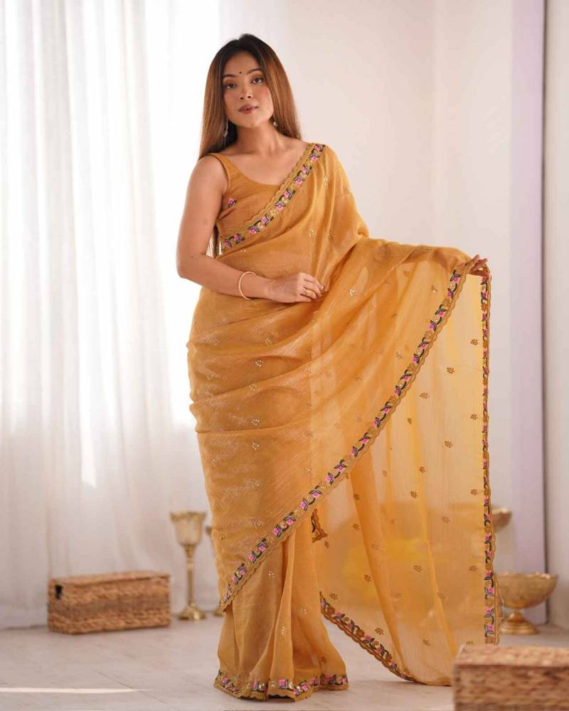 Kc 839 Embroidery Silk Saree Collection