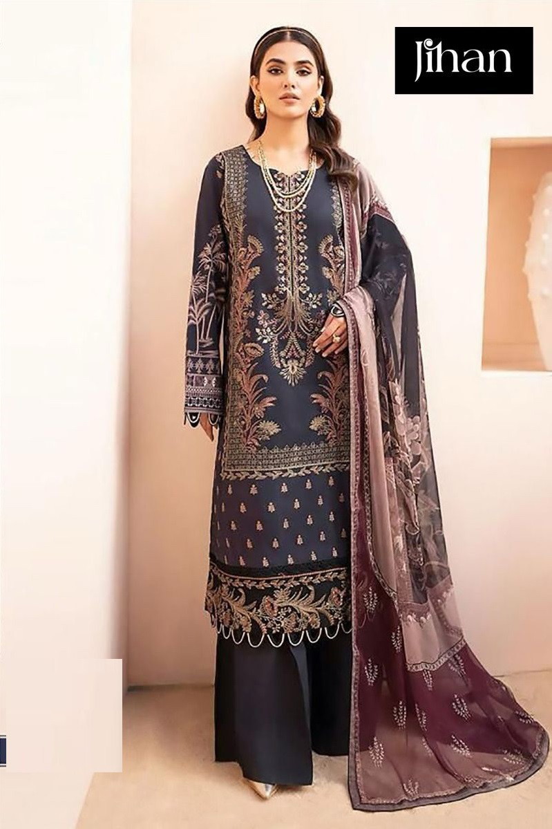 Jihan Chevron 3374 Pakistani Salwar Kameez Cotton Dupatta