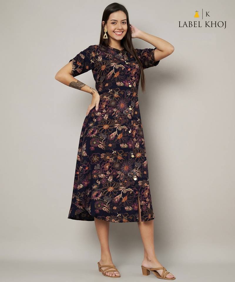 Label Khoj 9779 B Rayon Printed Flare Kurti