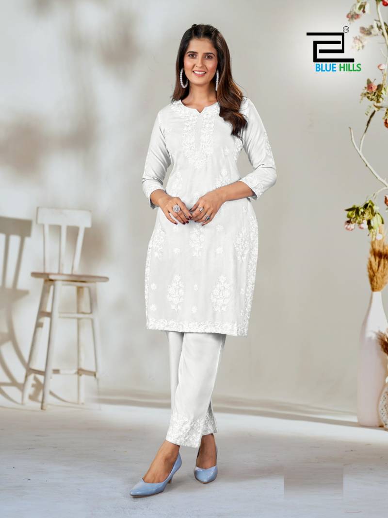 Blue Hills Wonder Rayon With Work Kurti With Bottom