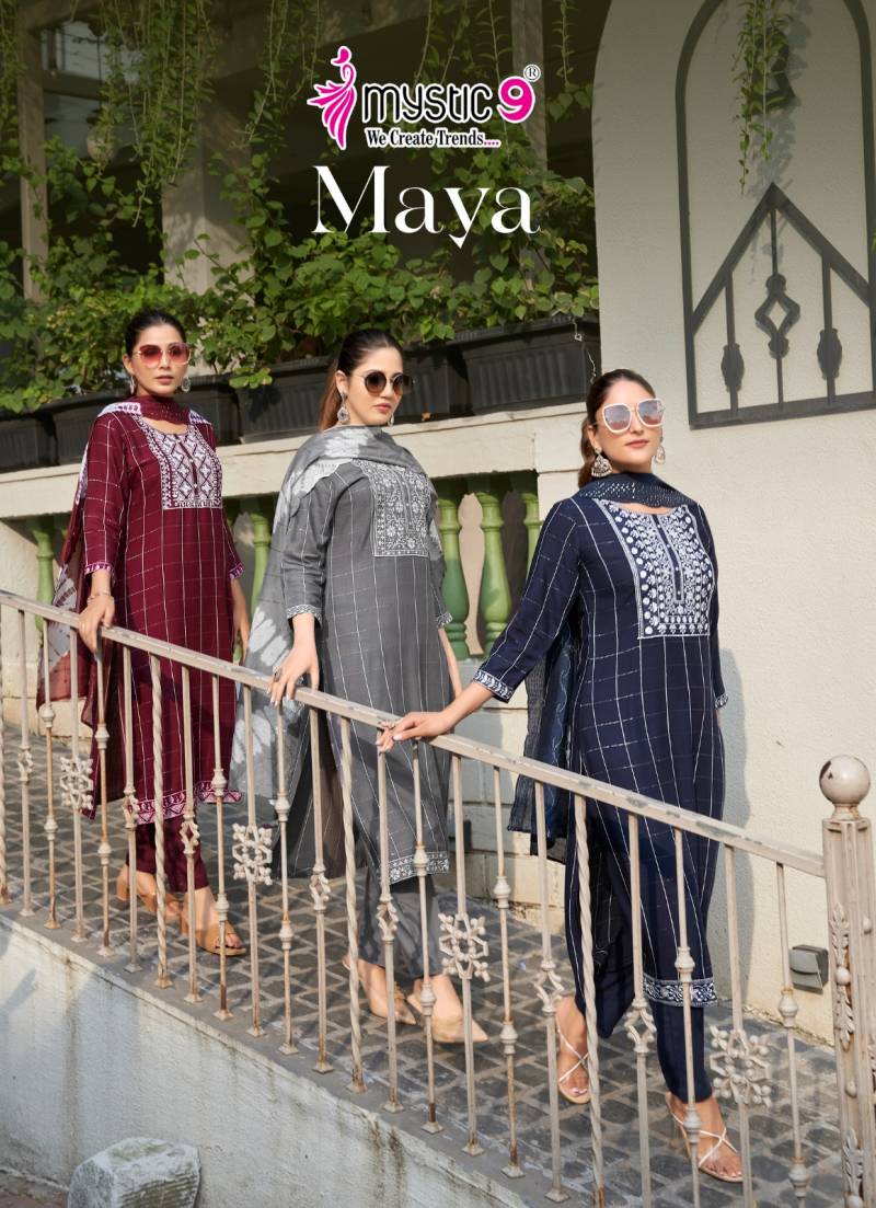 Mystic 9 Maya Vol 1 Embroidery Kurti Bottom With Dupatta