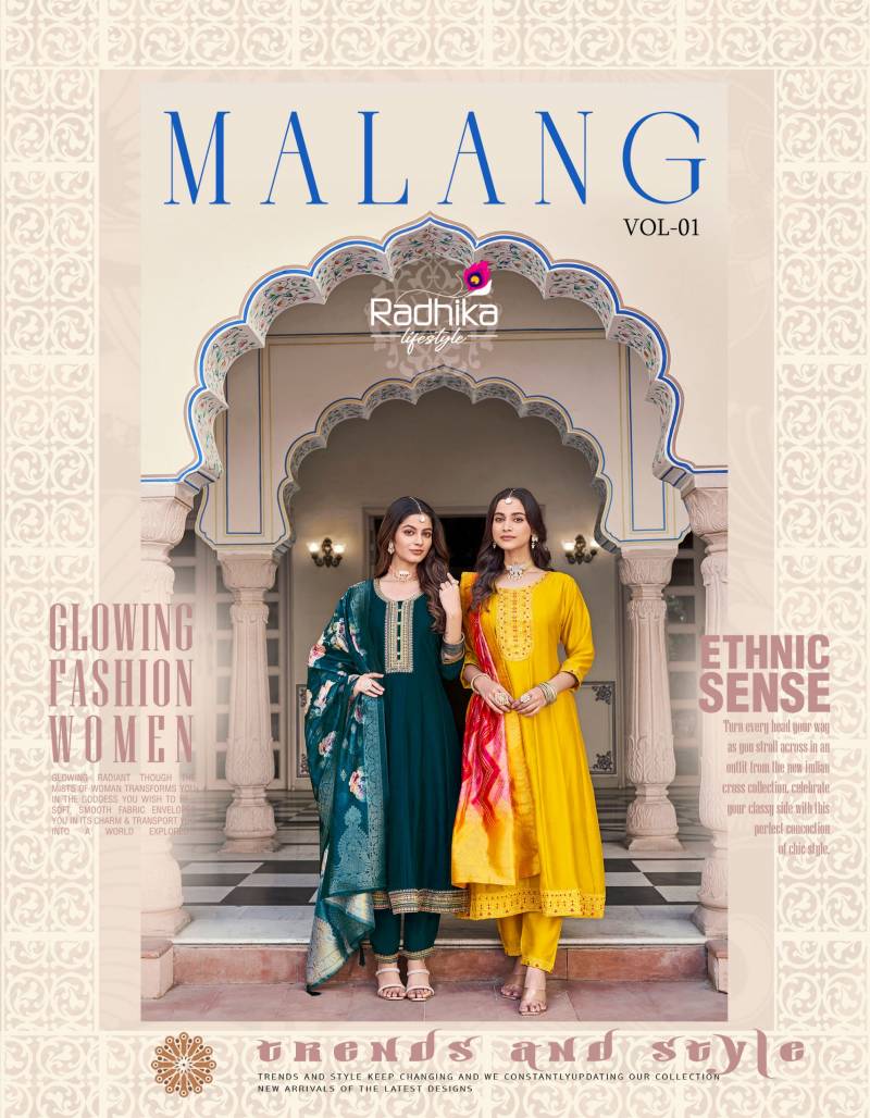 Radhika Malang Vol 1 Anarkali Kurti Pant With Dupatta Collection