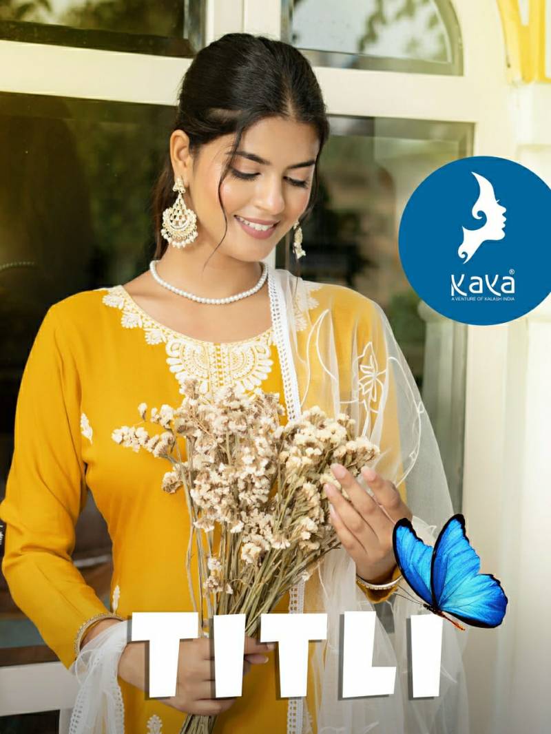 Kaya Titli Fancy Embroidery Kurti Bottom With Dupatta Collection